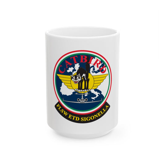 FLSW ETD Sigonella Catbird Fleet Logistics Support Wing Executive Transport Detachment (U.S. Navy) White Coffee Mug-15oz-The Sticker Space