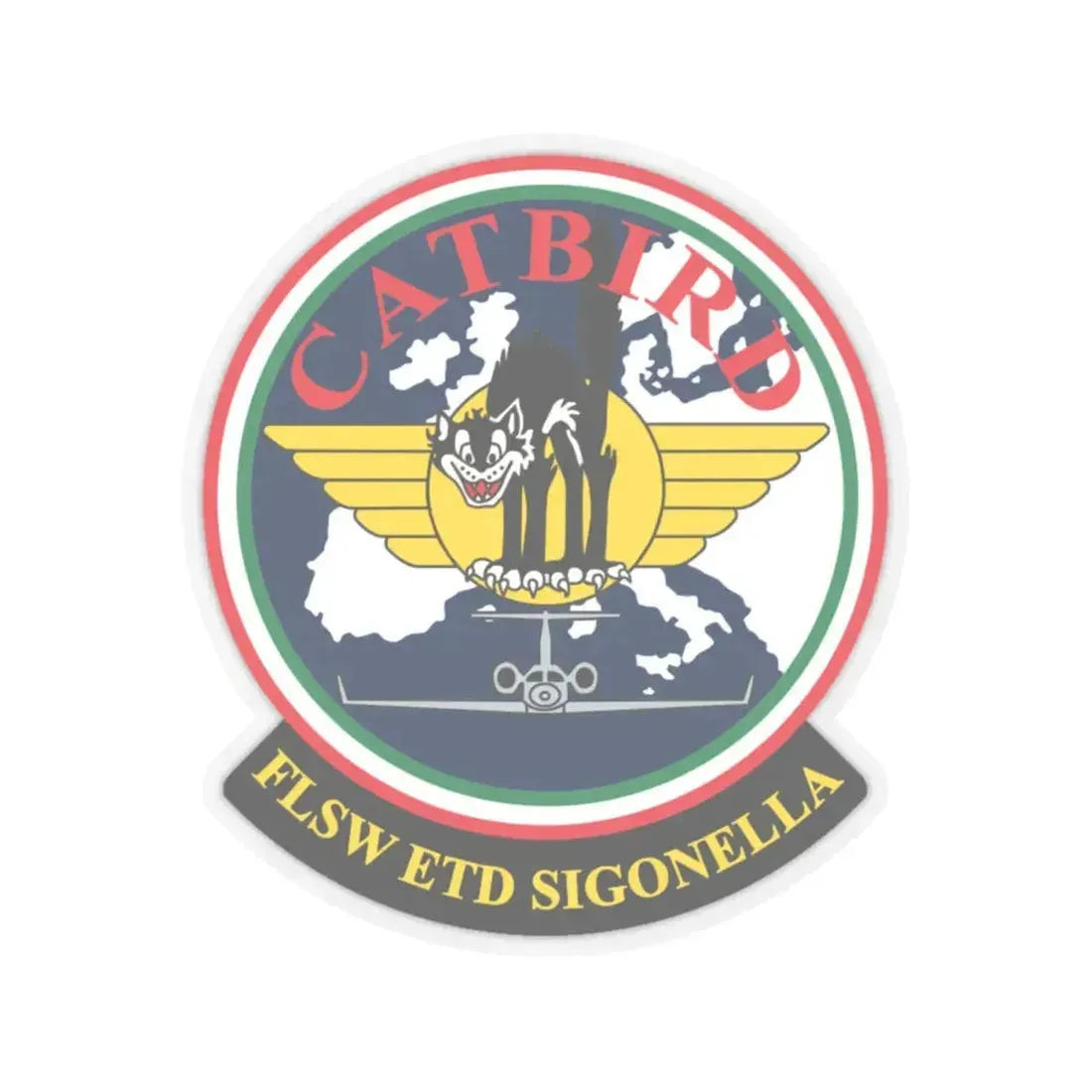 FLSW ETD Sigonella Catbird Fleet Logistics Support Wing Executive Transport Detachment (U.S. Navy) STICKER Vinyl Kiss-Cut Decal 4 Inch Transparent - The Sticker Space