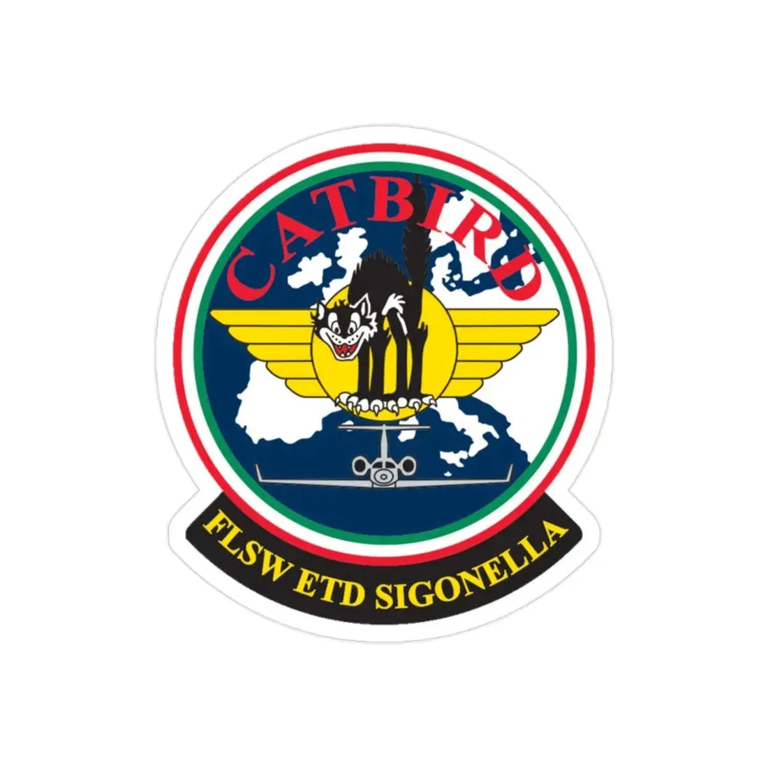 FLSW ETD Sigonella Catbird Fleet Logistics Support Wing Executive Transport Detachment (U.S. Navy) Transparent STICKER Die-Cut Vinyl Decal 2 Inch Transparent - The Sticker Space