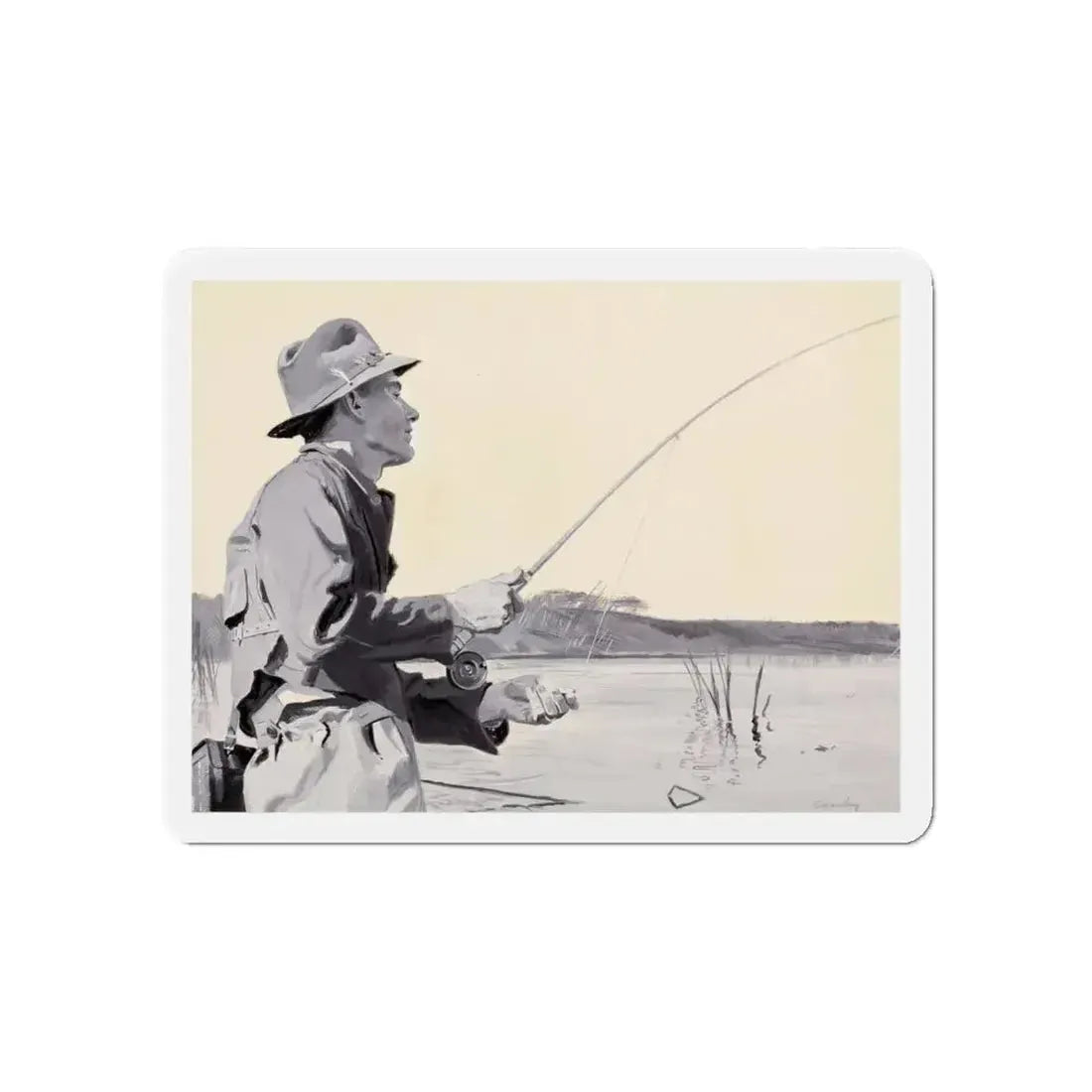 Fly Fishing, Collier's magazine story illustration (Magazine Illustration) Refrigerator Magnet 5 Inch Die-Cut - The Sticker Space