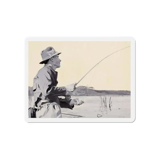 Fly Fishing, Collier's magazine story illustration (Magazine Illustration) Refrigerator Magnet 6 Inch Die-Cut - The Sticker Space