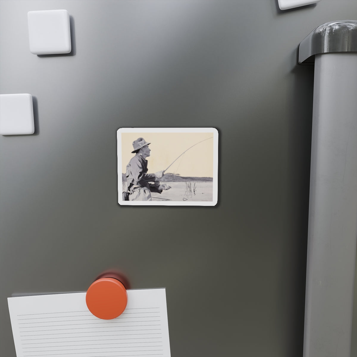 Fly Fishing, Collier's magazine story illustration (Magazine Illustration) Refrigerator Magnet-The Sticker Space