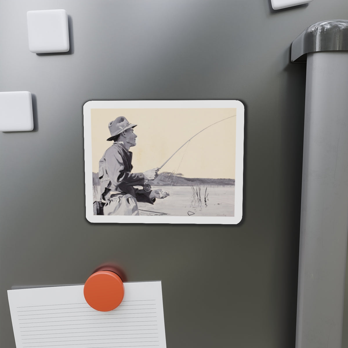 Fly Fishing, Collier's magazine story illustration (Magazine Illustration) Refrigerator Magnet-The Sticker Space