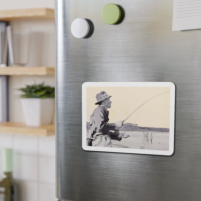 Fly Fishing, Collier's magazine story illustration (Magazine Illustration) Refrigerator Magnet-The Sticker Space