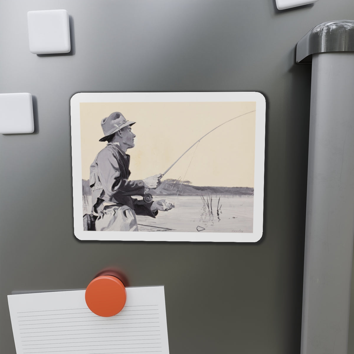 Fly Fishing, Collier's magazine story illustration (Magazine Illustration) Refrigerator Magnet-The Sticker Space