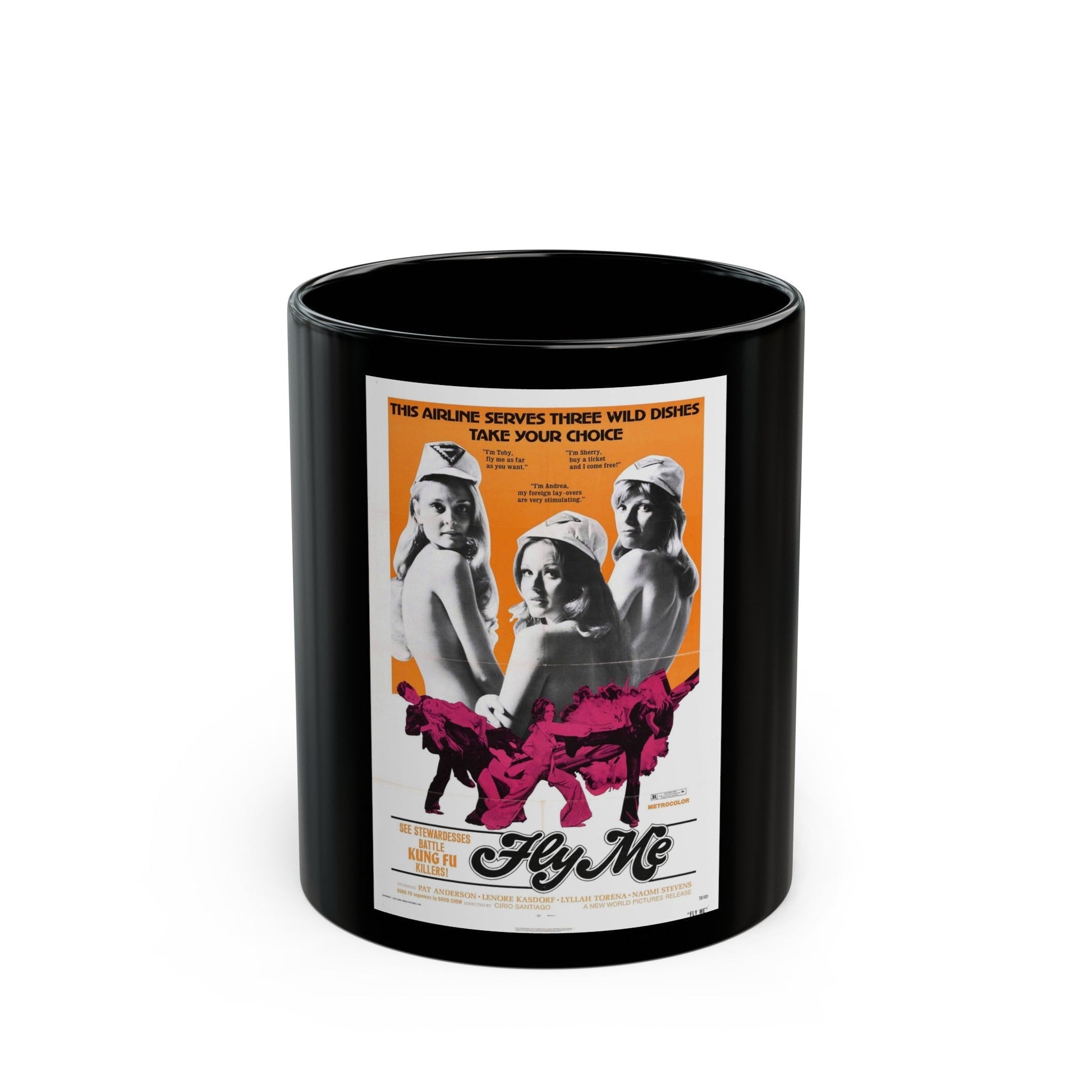 FLY ME 1973 Movie Poster - Black Coffee Mug-11oz-The Sticker Space