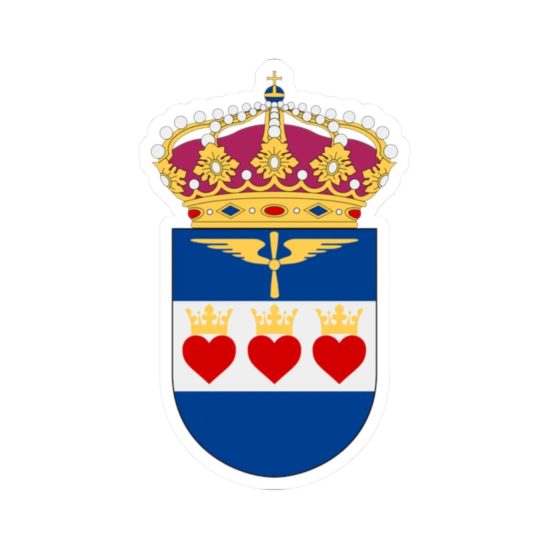 Flygvapnets Halmstadsskolor vapen (Sweden) (Coat of Arms) STICKER Vinyl Kiss-Cut Decal 2 Inch White - The Sticker Space