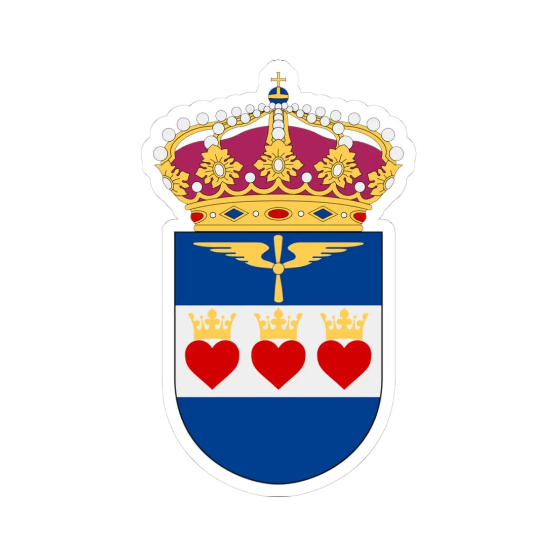 Flygvapnets Halmstadsskolor vapen (Sweden) (Coat of Arms) STICKER Vinyl Kiss-Cut Decal 3 Inch White - The Sticker Space