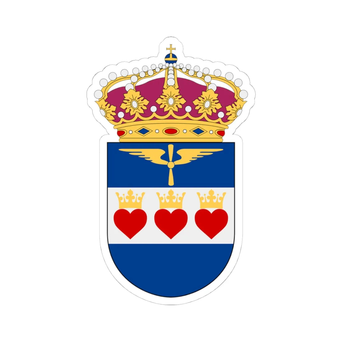 Flygvapnets Halmstadsskolor vapen (Sweden) (Coat of Arms) STICKER Vinyl Kiss-Cut Decal 4 Inch White - The Sticker Space