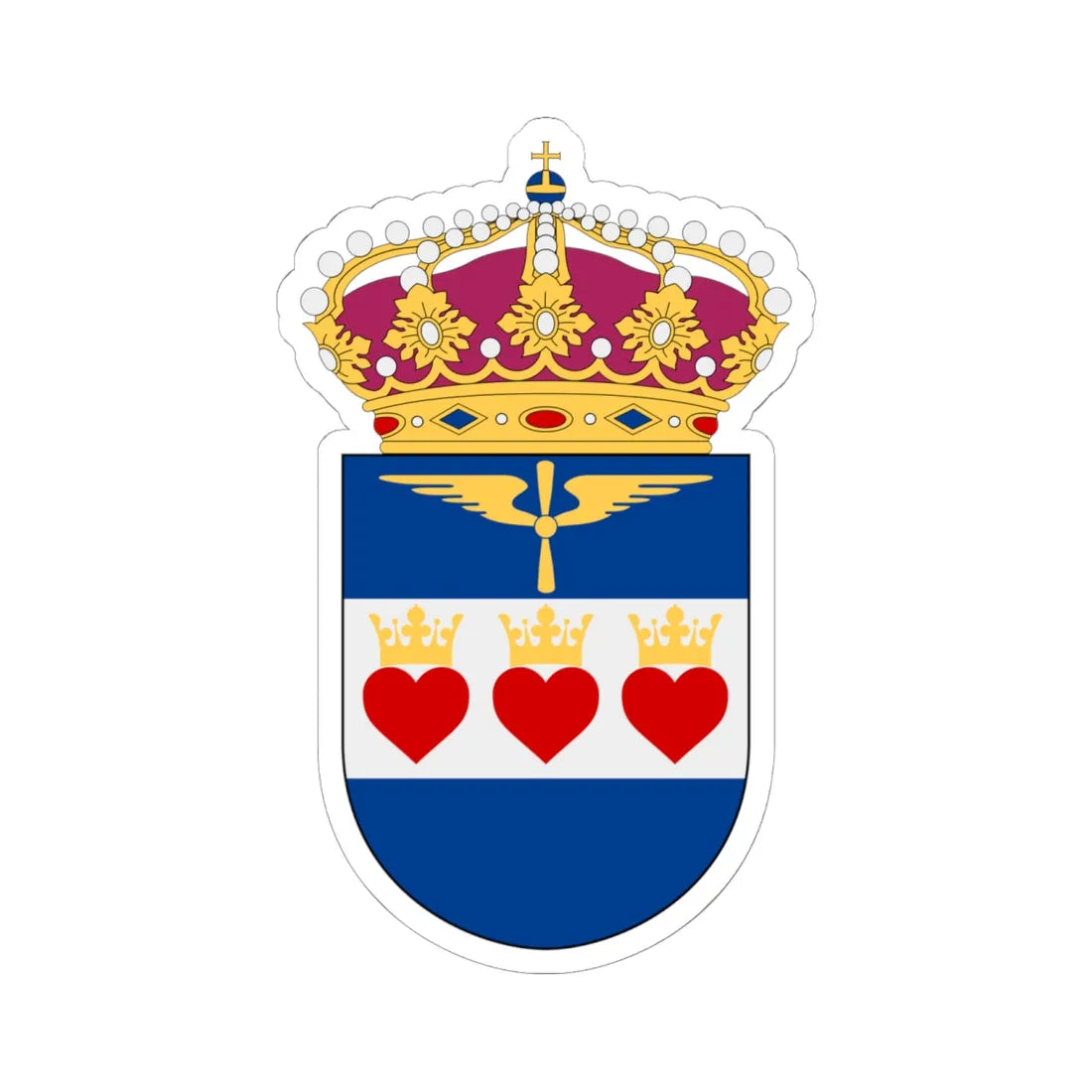 Flygvapnets Halmstadsskolor vapen (Sweden) (Coat of Arms) STICKER Vinyl Kiss-Cut Decal 6 Inch White - The Sticker Space