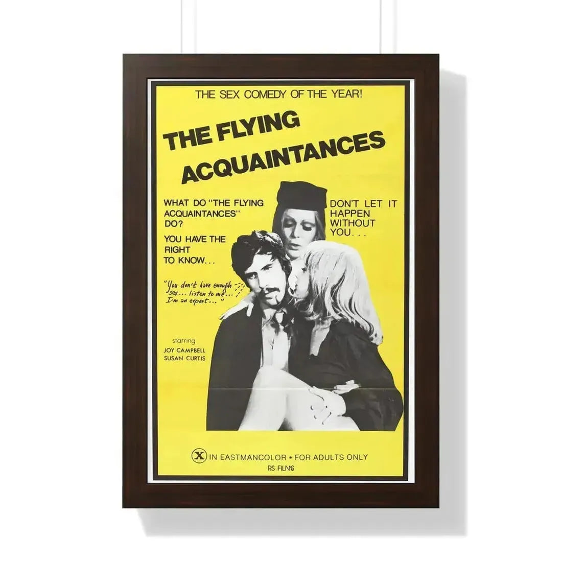 FLYING ACQUAINTENCES 1973 - Framed Movie Poster 16″ x 24″ Walnut - The Sticker Space