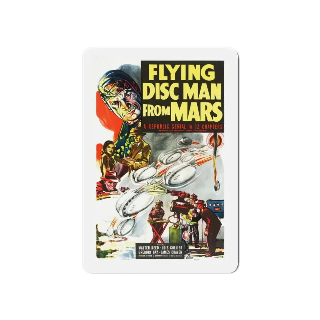FLYING DISC MAN FROM MARS 1950 Movie Poster - Refrigerator Magnet 6 Inch - The Sticker Space