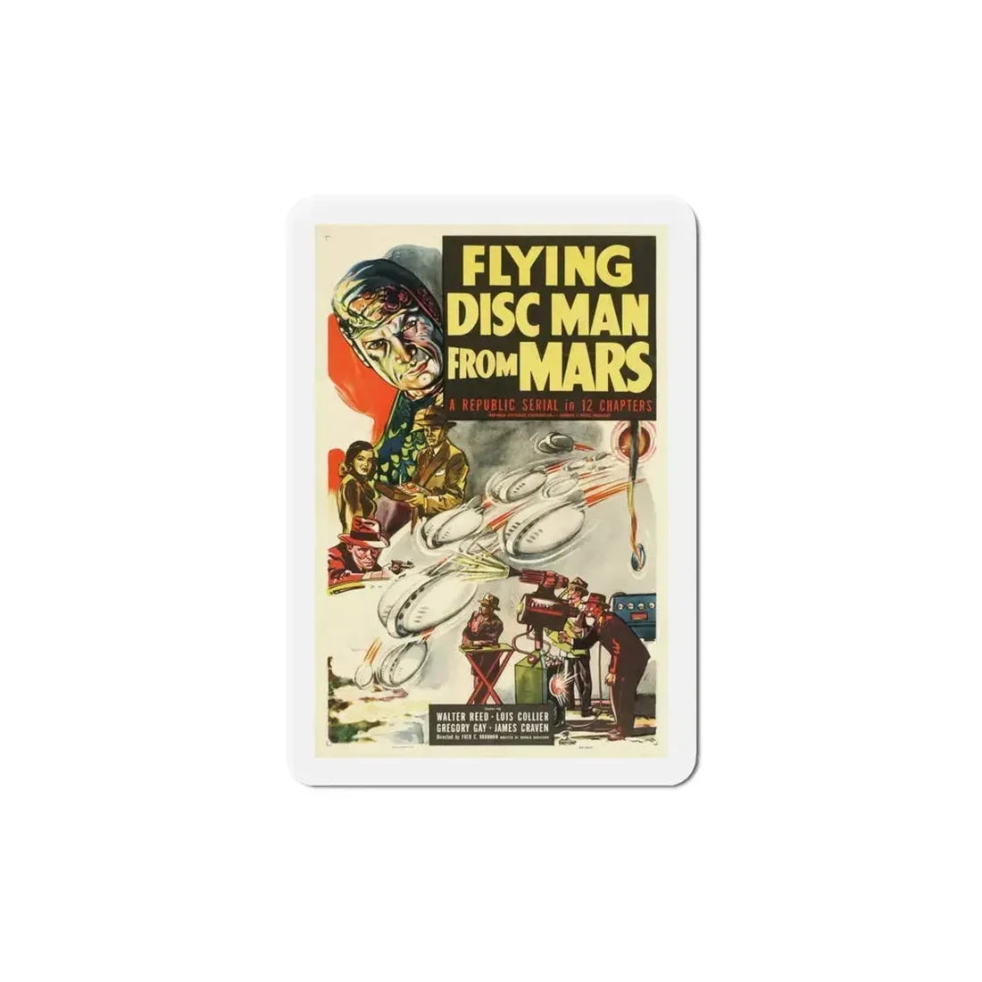 Flying Disc Man from Mars 1950 Movie Poster Refrigerator Magnet 6 Inch - The Sticker Space