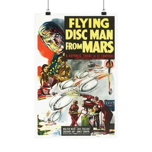 FLYING DISC MAN FROM MARS 1950 - Paper Movie Poster 12″ x 18″ Matte - The Sticker Space
