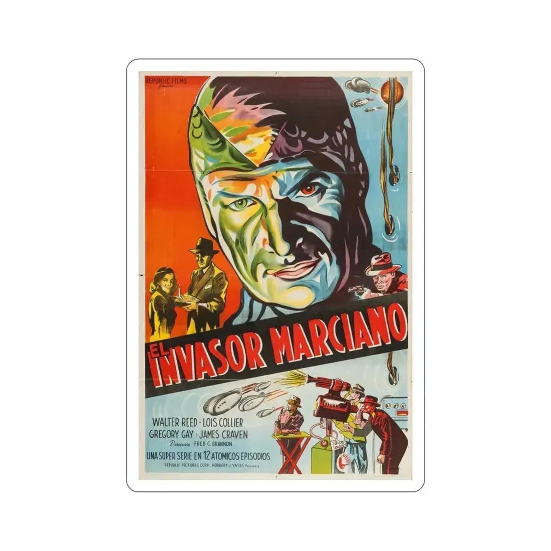 Flying Disc Man from Mars 1950 v2 Movie Poster STICKER Vinyl Die-Cut Decal 3 Inch - The Sticker Space