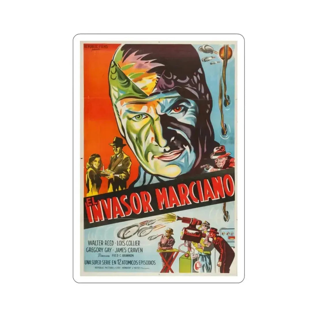 Flying Disc Man from Mars 1950 v2 Movie Poster STICKER Vinyl Die-Cut Decal - The Sticker Space