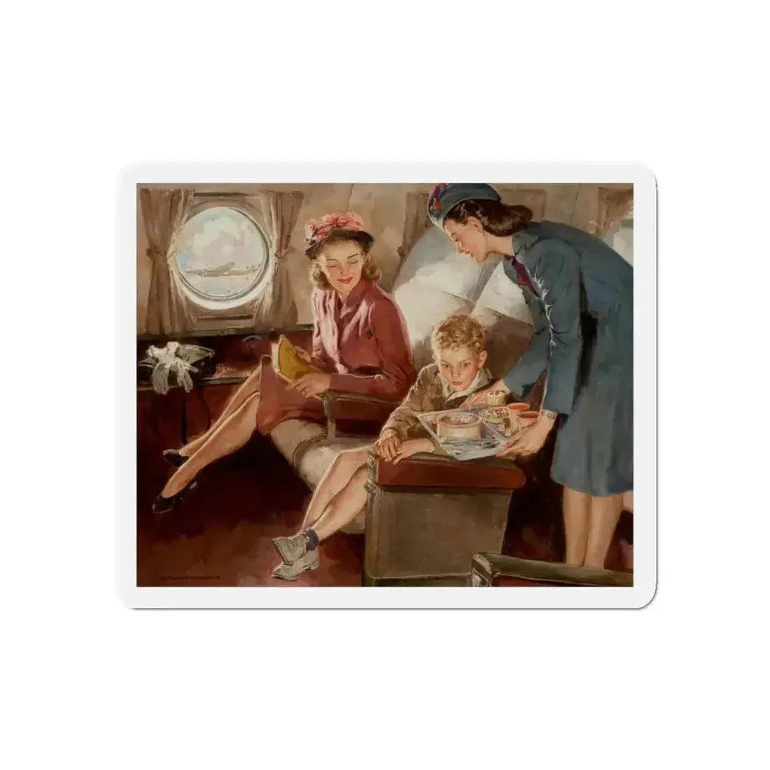 Flying Physicians, advertisement for Eli Lily and company, 1951 (Magazine Illustration) Refrigerator Magnet 3 Inch Die-Cut - The Sticker Space