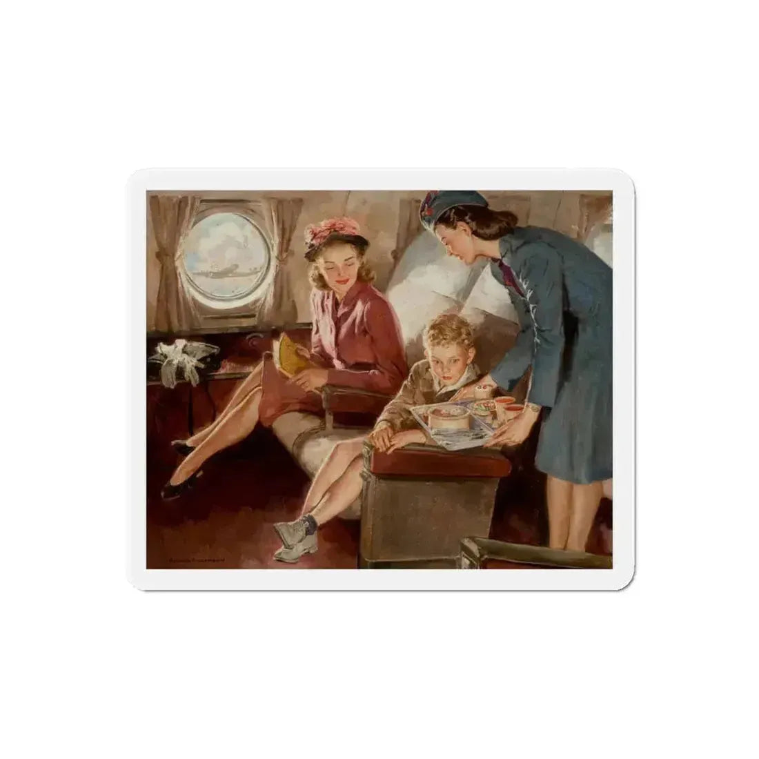Flying Physicians, advertisement for Eli Lily and company, 1951 (Magazine Illustration) Refrigerator Magnet 6 Inch Die-Cut - The Sticker Space
