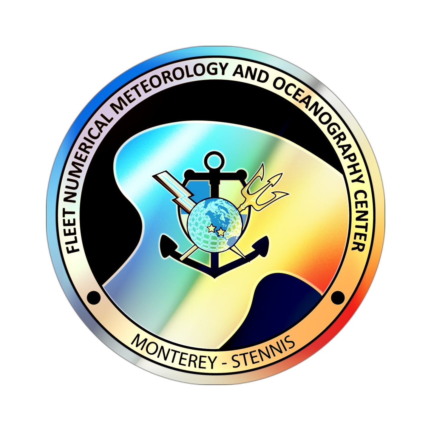 FMNOC Monterey Stennis Fleet Numerical Meteorology and Oceanography Center (U.S. Navy) Holographic STICKER Die-Cut Vinyl Decal-3 Inch-The Sticker Space