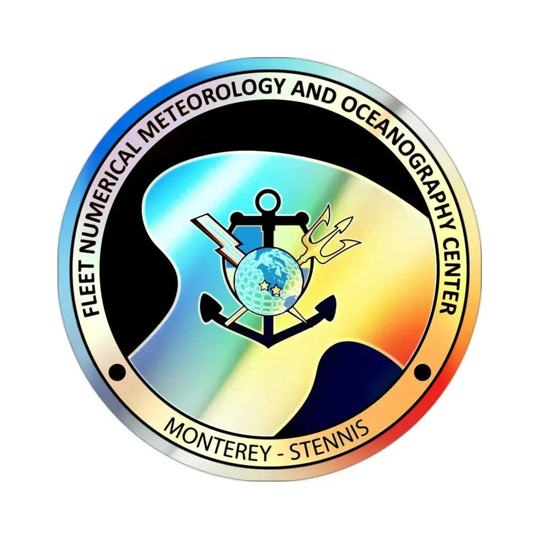 FMNOC Monterey Stennis Fleet Numerical Meteorology and Oceanography Center (U.S. Navy) Holographic STICKER Die-Cut Vinyl Decal 2 Inch Holographic - The Sticker Space