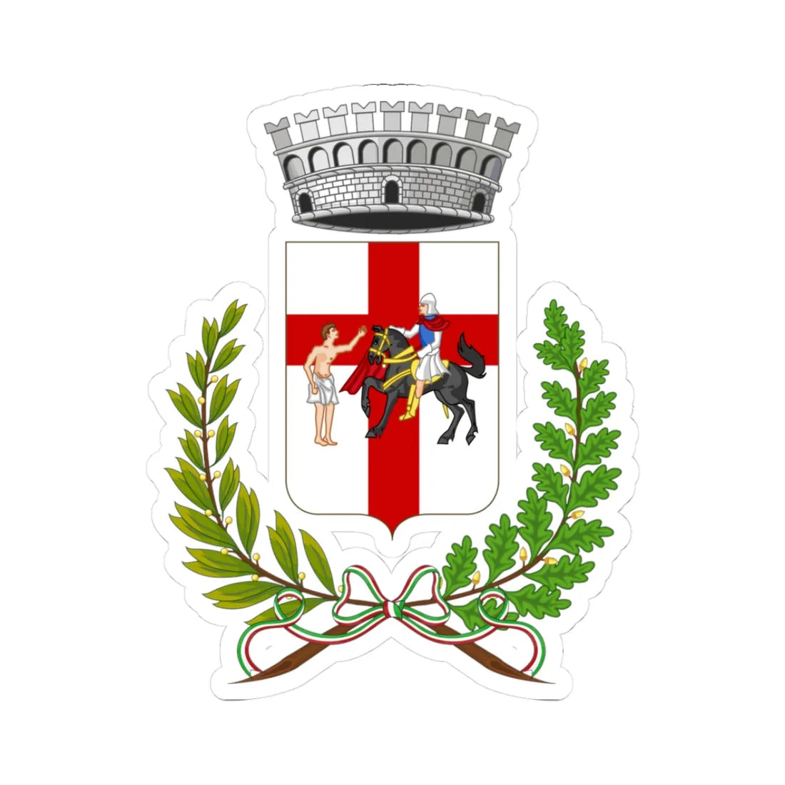 Follo-Stemma (Italy) (Coat of Arms) STICKER Vinyl Kiss-Cut Decal 3 Inch White - The Sticker Space