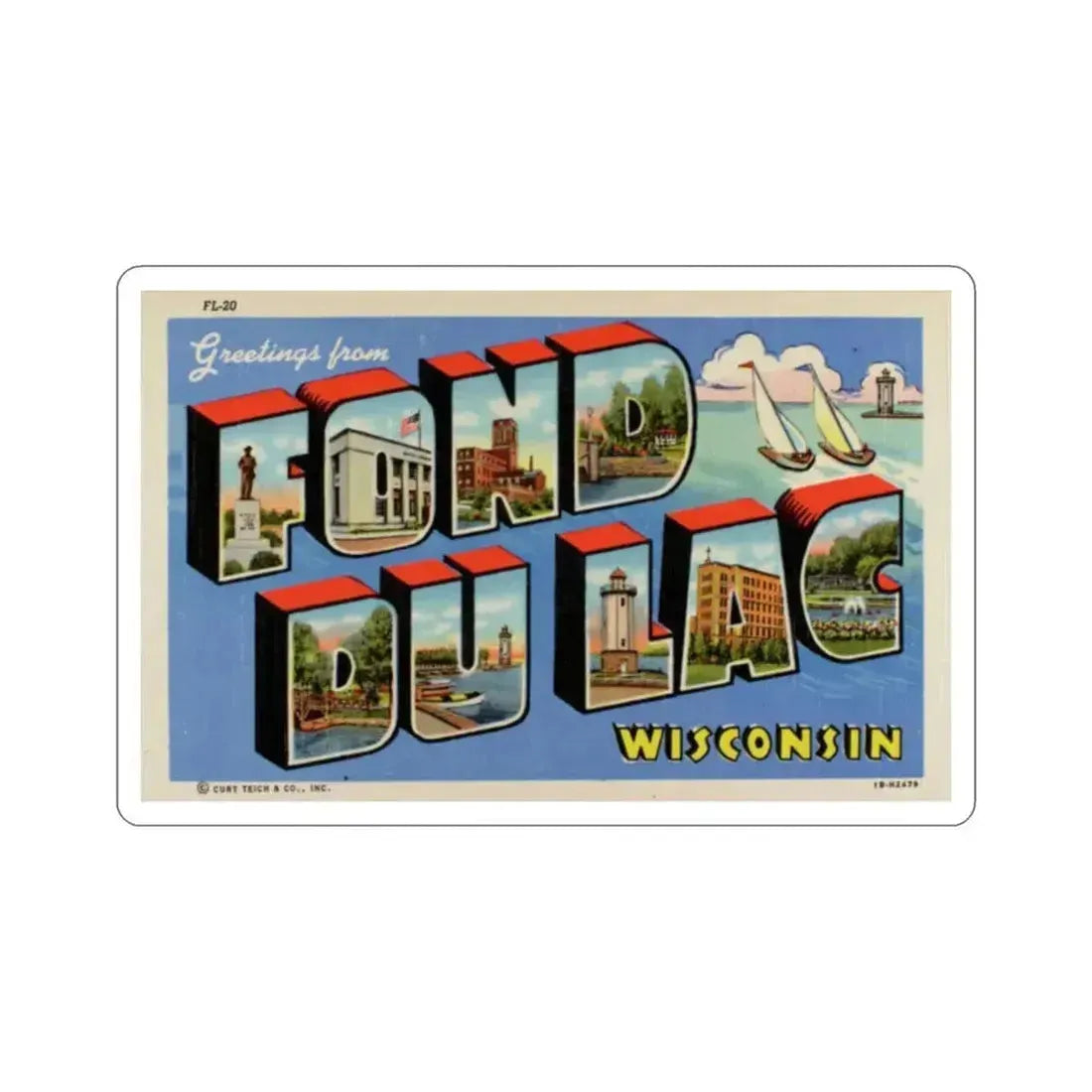 Fond du Lac Wisconsin (Greeting Cards) STICKER Vinyl Die-Cut Decal 2 Inch - The Sticker Space