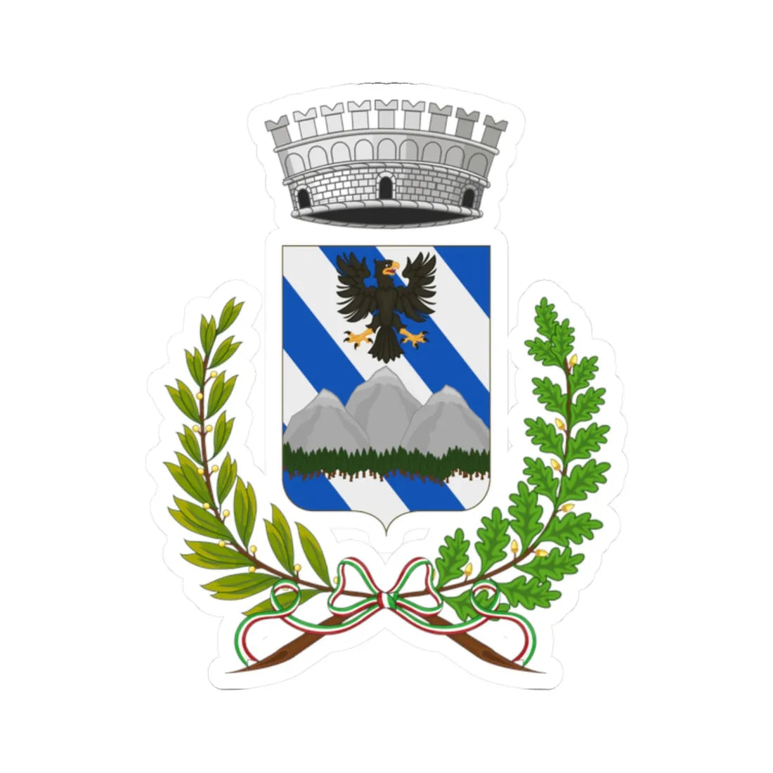 Fontanigorda-Stemma (Italy) (Coat of Arms) STICKER Vinyl Kiss-Cut Decal 2 Inch White - The Sticker Space