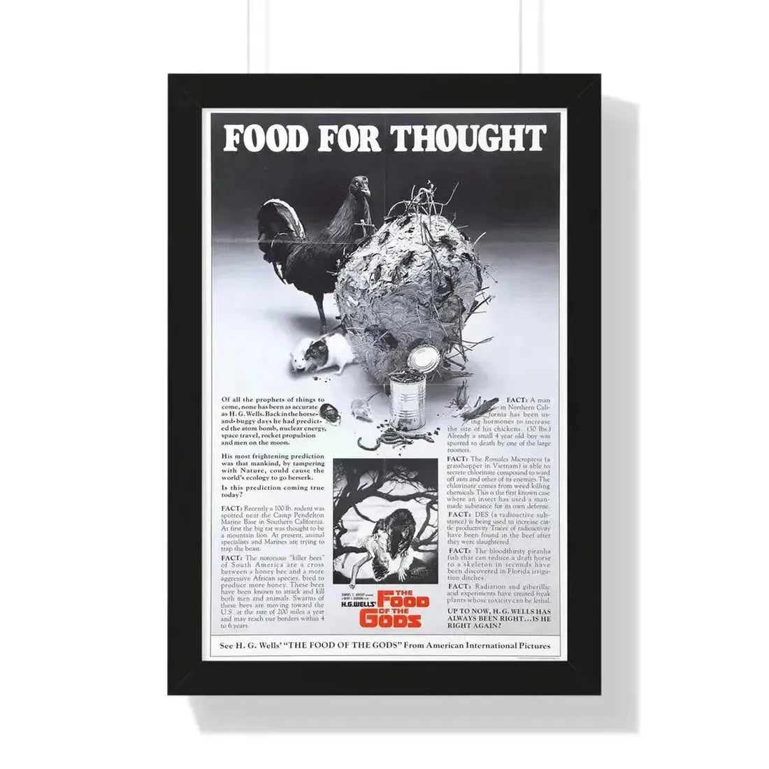 FOOD OF THE GODS (TEASER) 1976 - Framed Movie Poster 16″ x 24″ Black - The Sticker Space