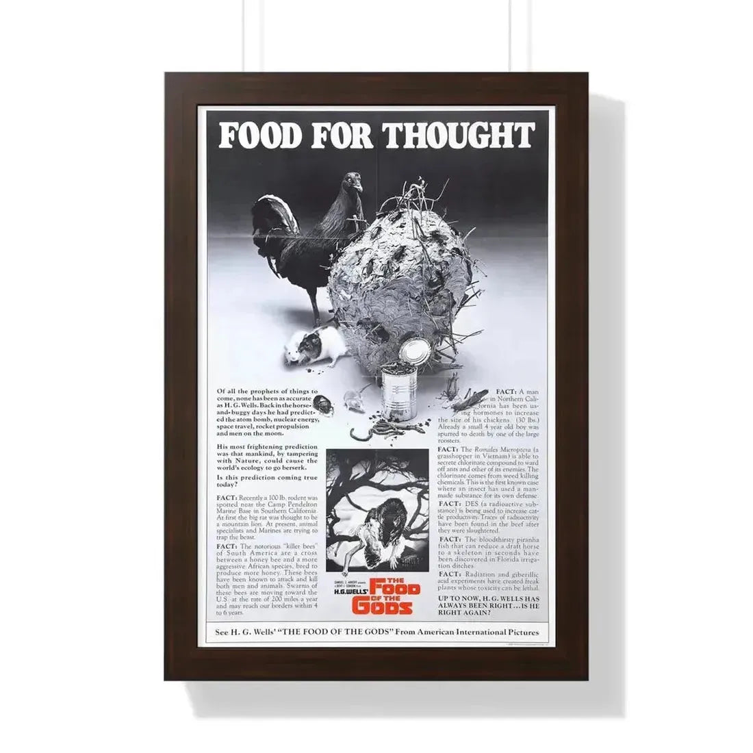 FOOD OF THE GODS (TEASER) 1976 - Framed Movie Poster 16″ x 24″ Walnut - The Sticker Space