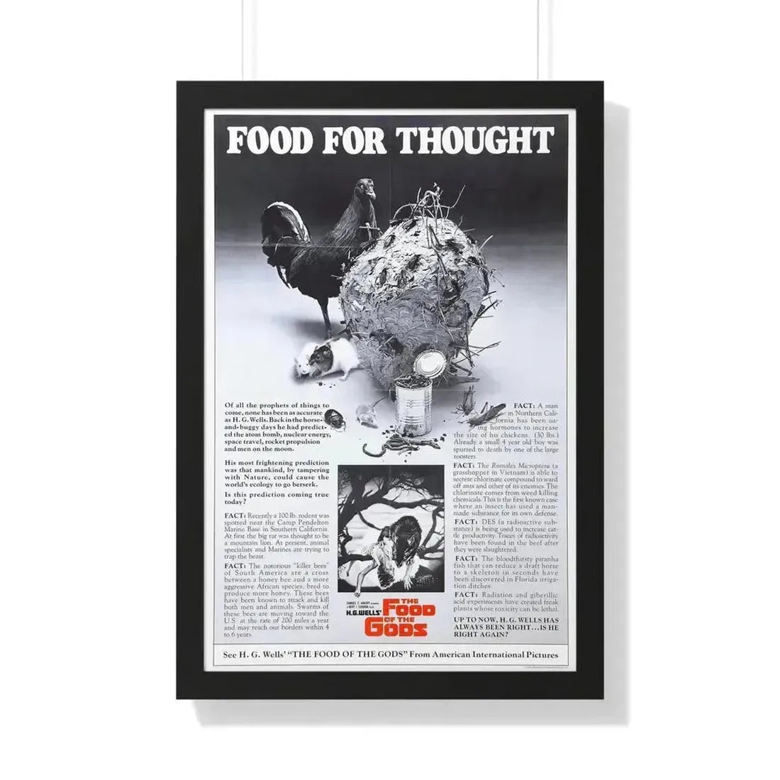 FOOD OF THE GODS (TEASER) 1976 - Framed Movie Poster 20" x 30" Black - The Sticker Space