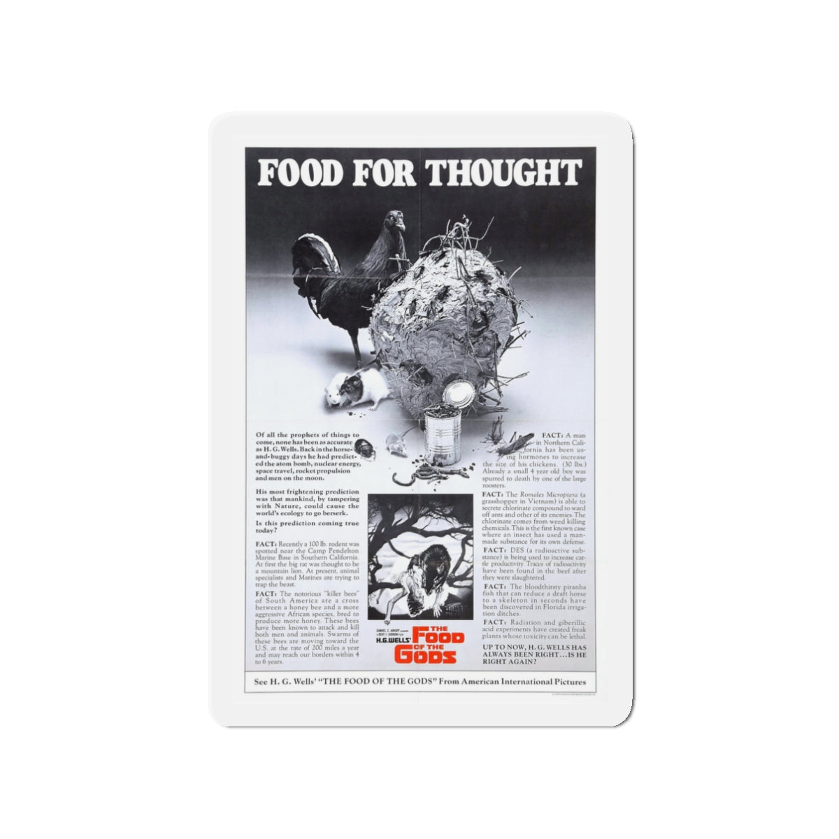 FOOD OF THE GODS (TEASER) 1976 Movie Poster - Die-Cut Magnet-3" x 3"-The Sticker Space