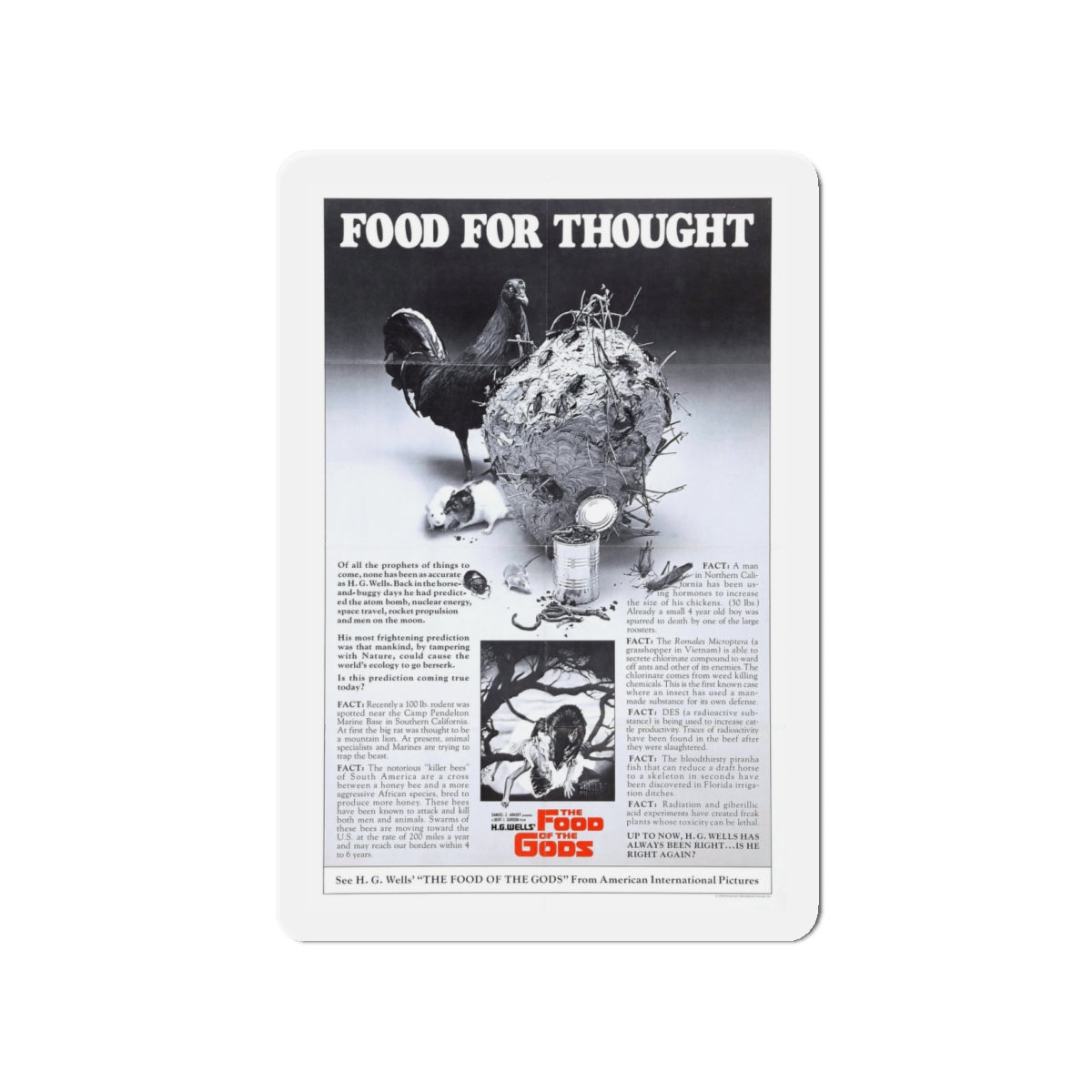 FOOD OF THE GODS (TEASER) 1976 Movie Poster - Die-Cut Magnet-4" x 4"-The Sticker Space