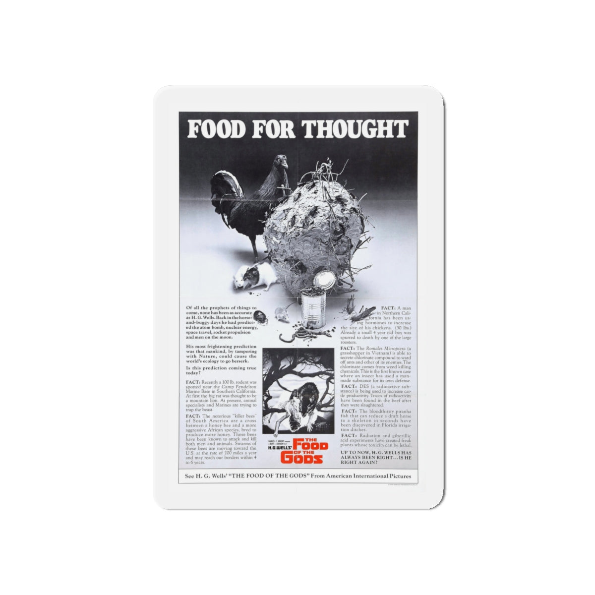 FOOD OF THE GODS (TEASER) 1976 Movie Poster - Die-Cut Magnet-5" x 5"-The Sticker Space