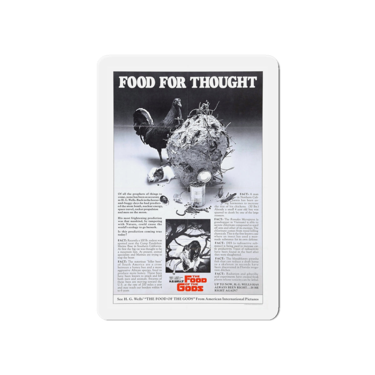 FOOD OF THE GODS (TEASER) 1976 Movie Poster - Die-Cut Magnet-6 × 6"-The Sticker Space