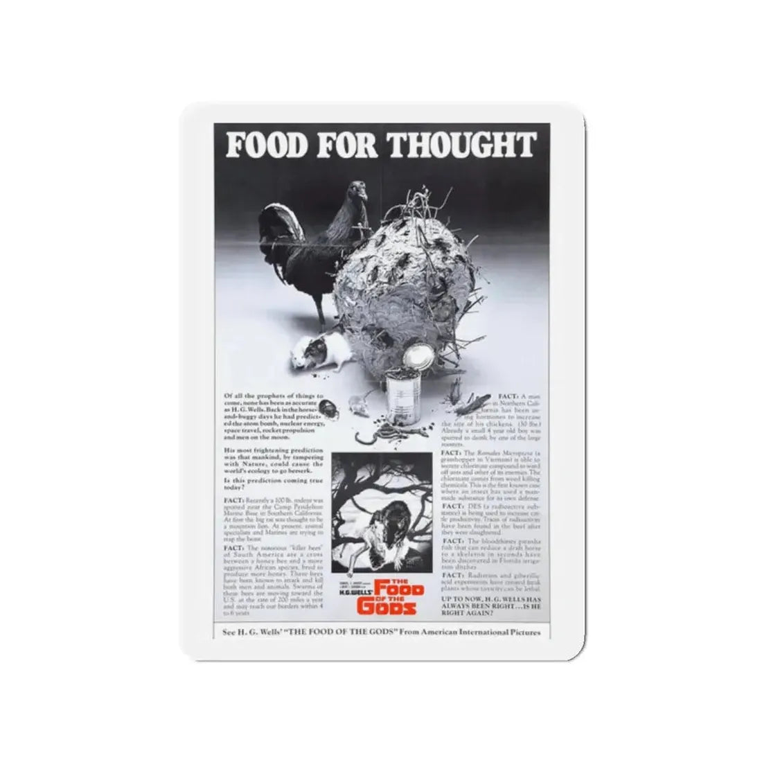 FOOD OF THE GODS (TEASER) 1976 Movie Poster - Refrigerator Magnet 2 Inch - The Sticker Space