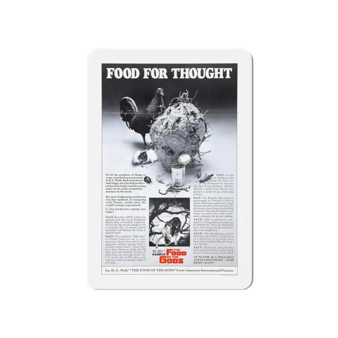 FOOD OF THE GODS (TEASER) 1976 Movie Poster - Refrigerator Magnet 5 Inch - The Sticker Space