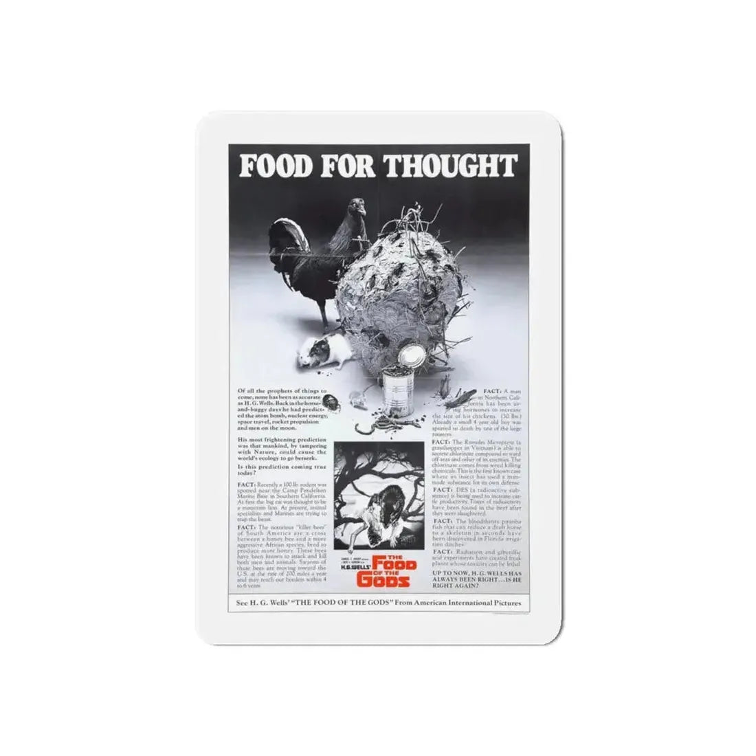 FOOD OF THE GODS (TEASER) 1976 Movie Poster - Refrigerator Magnet - The Sticker Space
