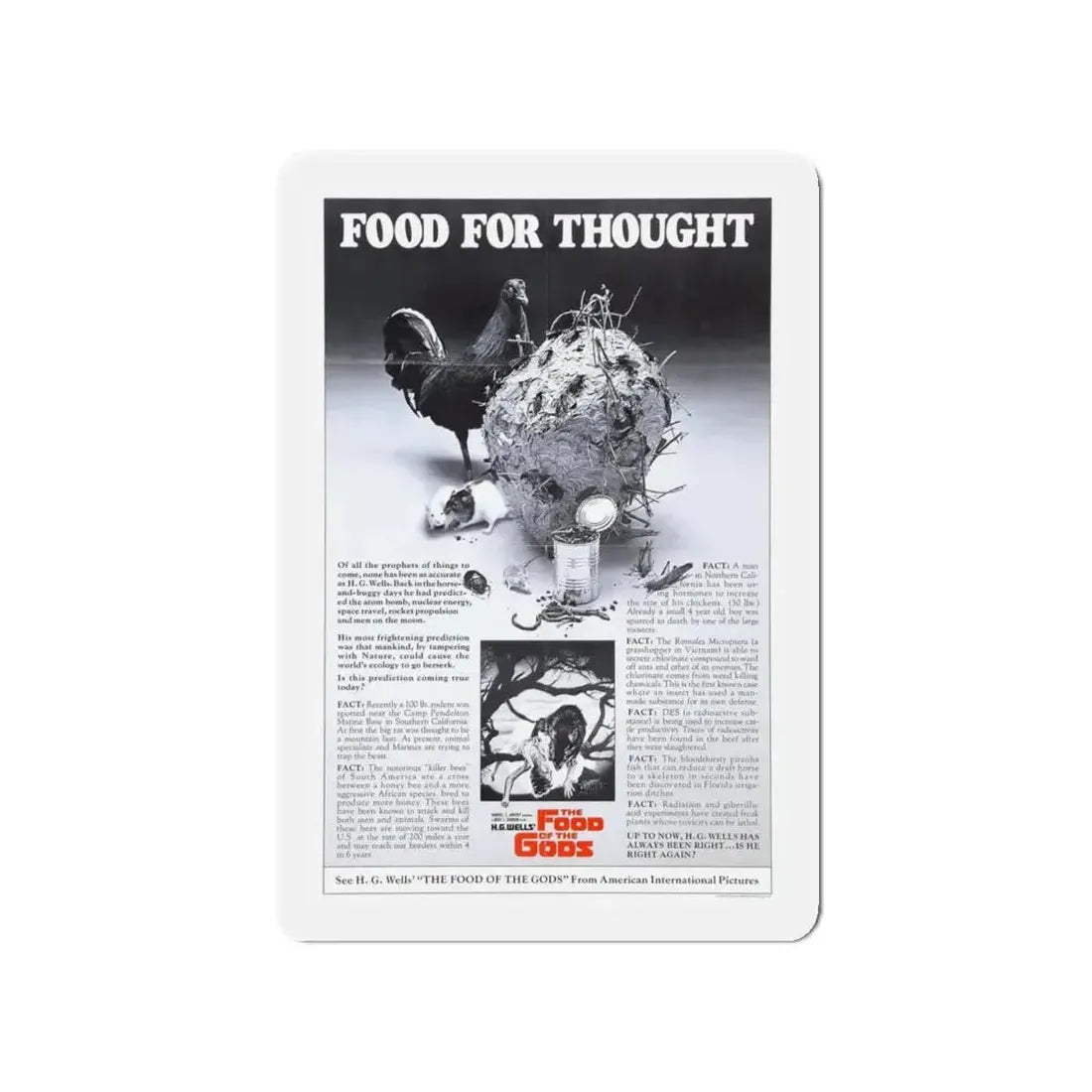 FOOD OF THE GODS (TEASER) 1976 Movie Poster - Refrigerator Magnet - The Sticker Space