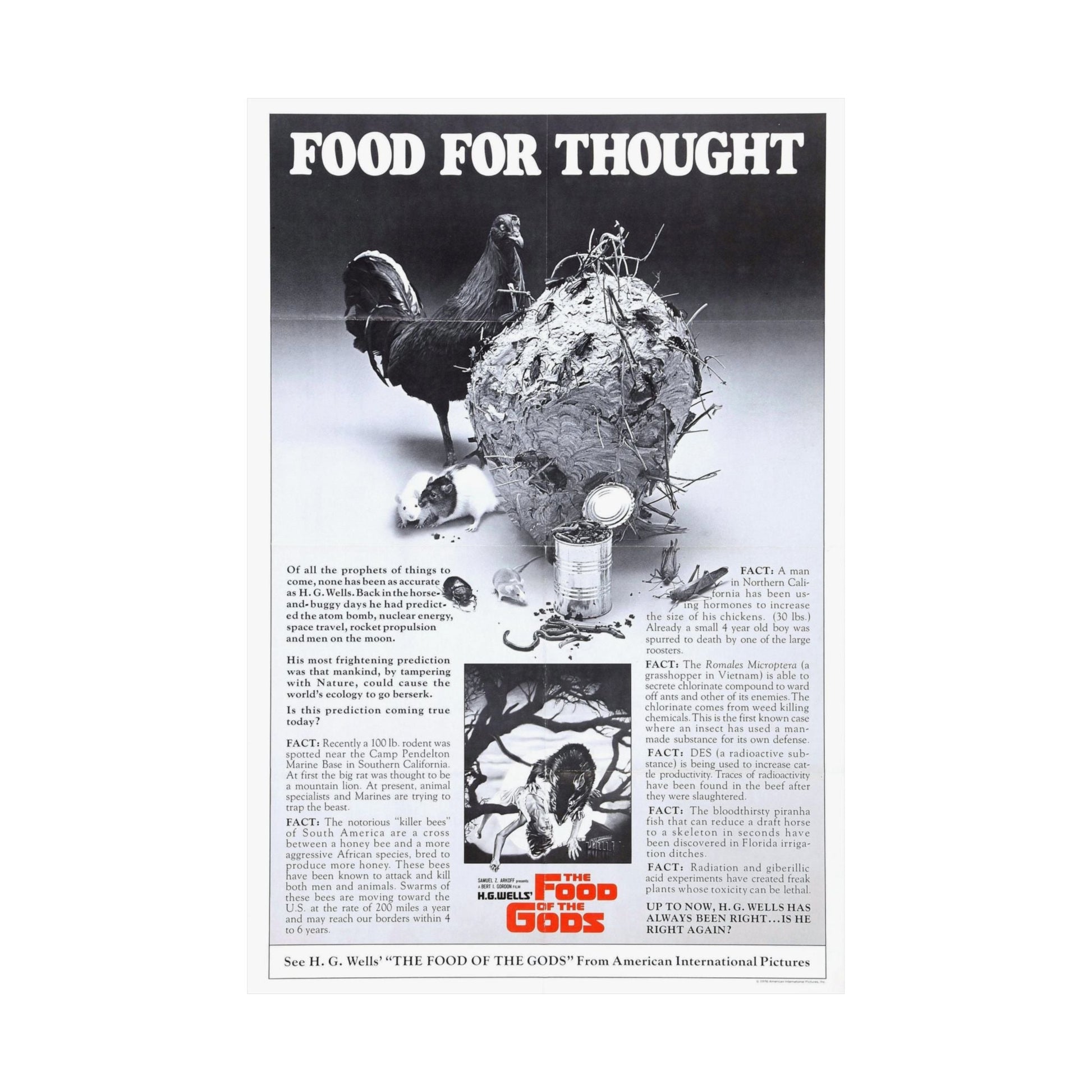 FOOD OF THE GODS (TEASER) 1976 - Paper Movie Poster-The Sticker Space