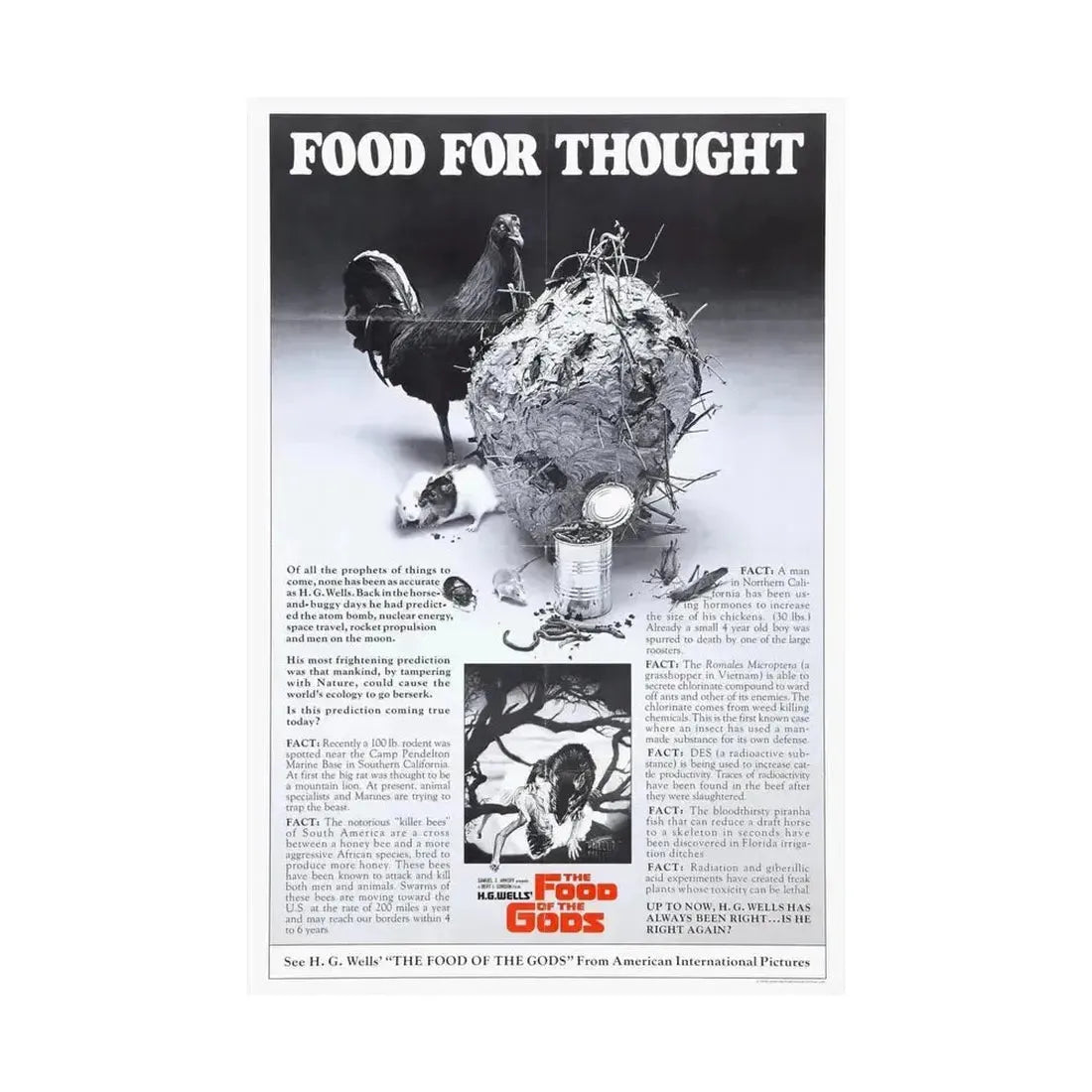FOOD OF THE GODS (TEASER) 1976 - Paper Movie Poster - The Sticker Space