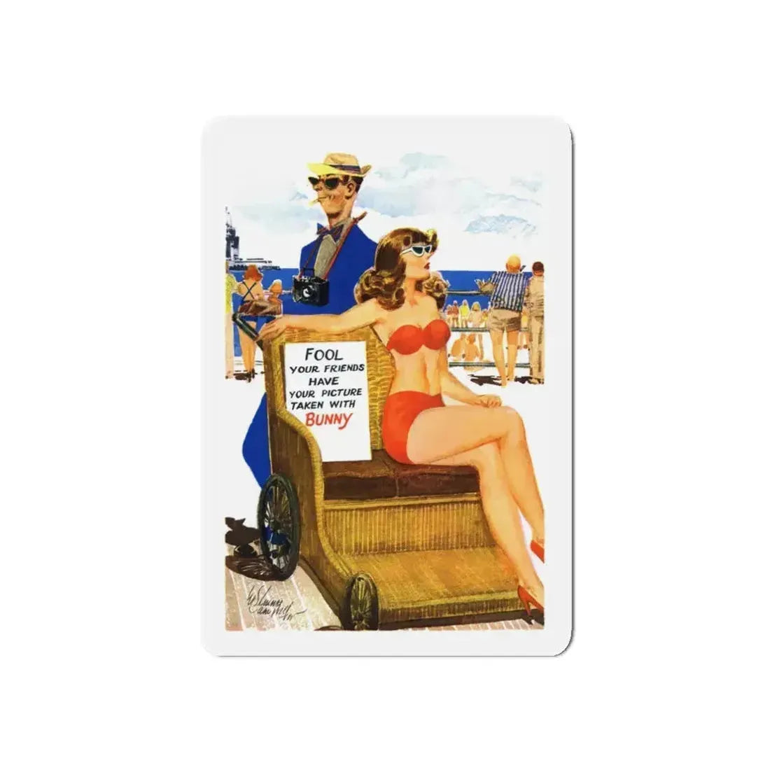 Fool Your Friends, Esquire, September 1949 (Magazine Illustration) Refrigerator Magnet 3 Inch Die-Cut - The Sticker Space