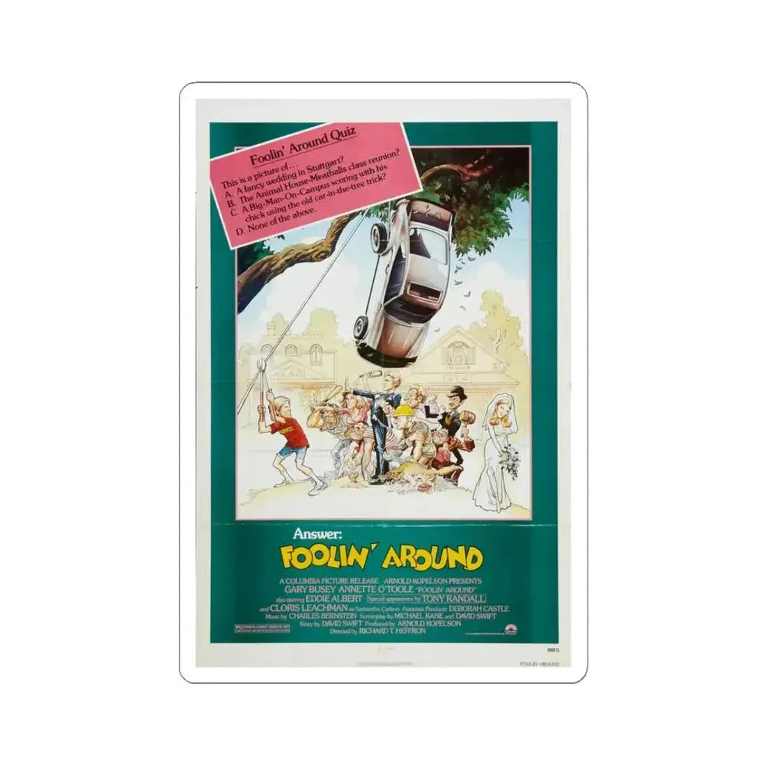Foolin' Around 1980 Movie Poster - STICKER Vinyl Kiss-Cut Decal 3 Inch White - The Sticker Space