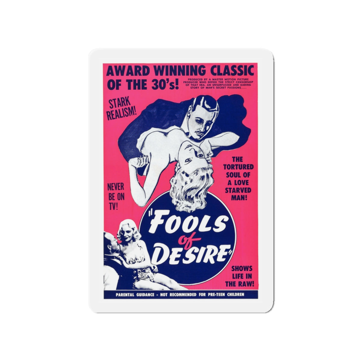 FOOLS OF DESIRE 1937 Movie Poster - Die-Cut Magnet-3" x 3"-The Sticker Space