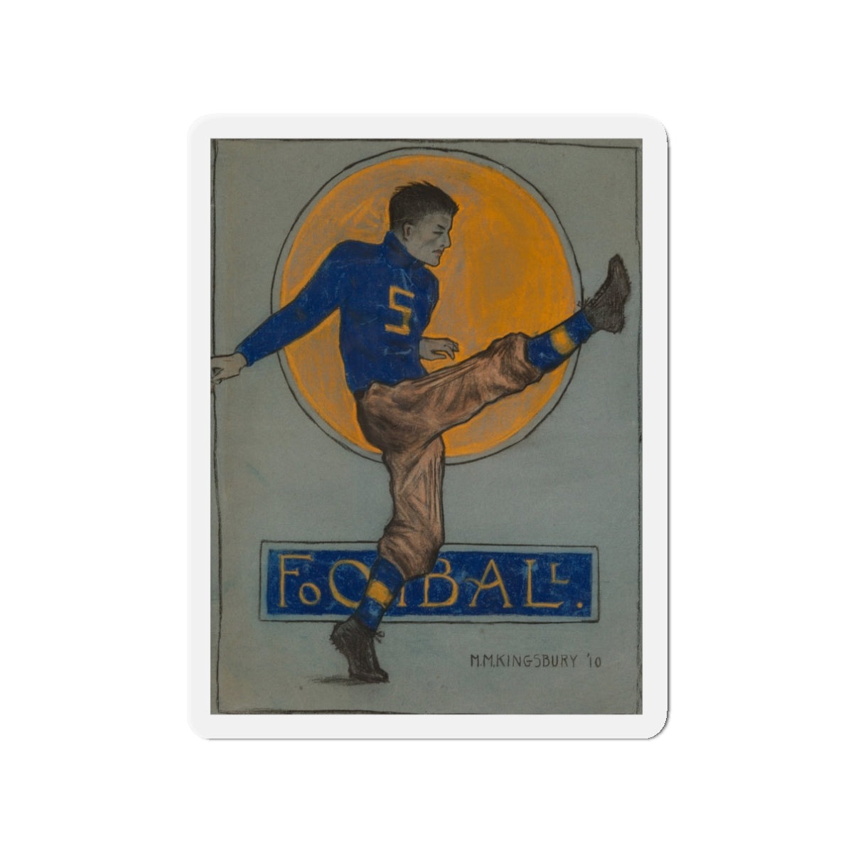 Football, 1910 (Magazine Illustration) Refrigerator Magnet-3" x 3"-The Sticker Space