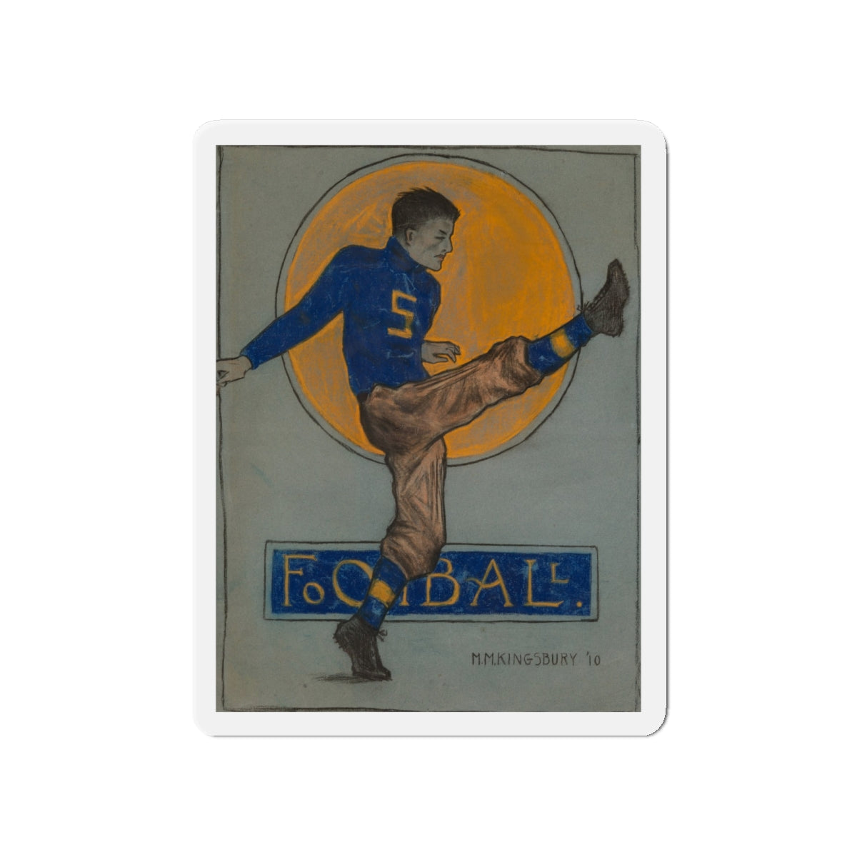 Football, 1910 (Magazine Illustration) Refrigerator Magnet-4" x 4"-The Sticker Space