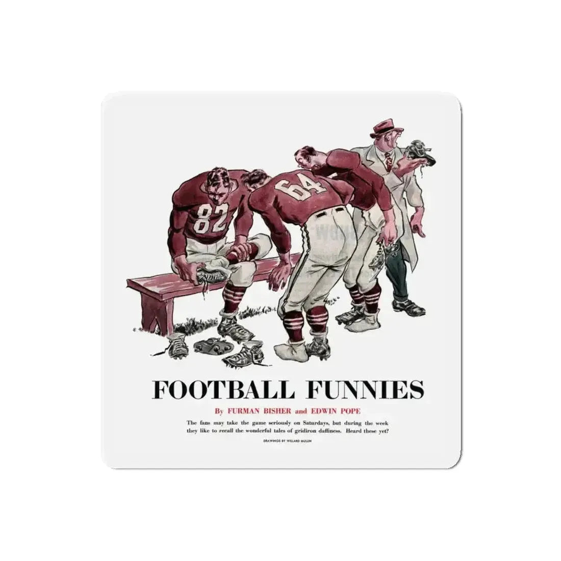 Football Funnies, Collier's, October 4, 1952 (Magazine Illustration) Refrigerator Magnet - The Sticker Space