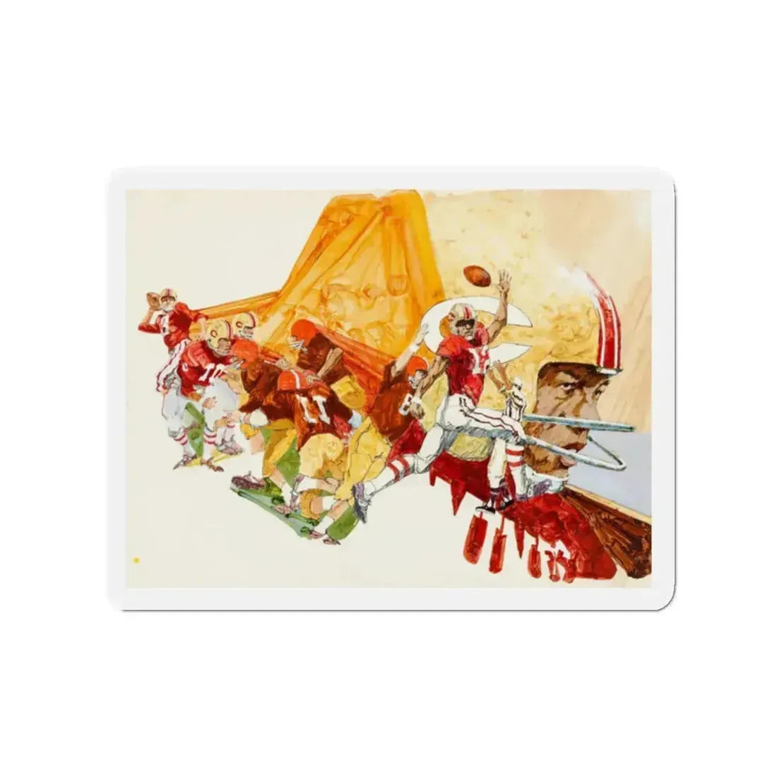 Football Montages (Magazine Illustration) Refrigerator Magnet 2 Inch Die-Cut - The Sticker Space