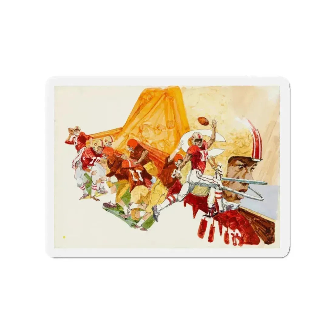 Football Montages (Magazine Illustration) Refrigerator Magnet 3 Inch Die-Cut - The Sticker Space