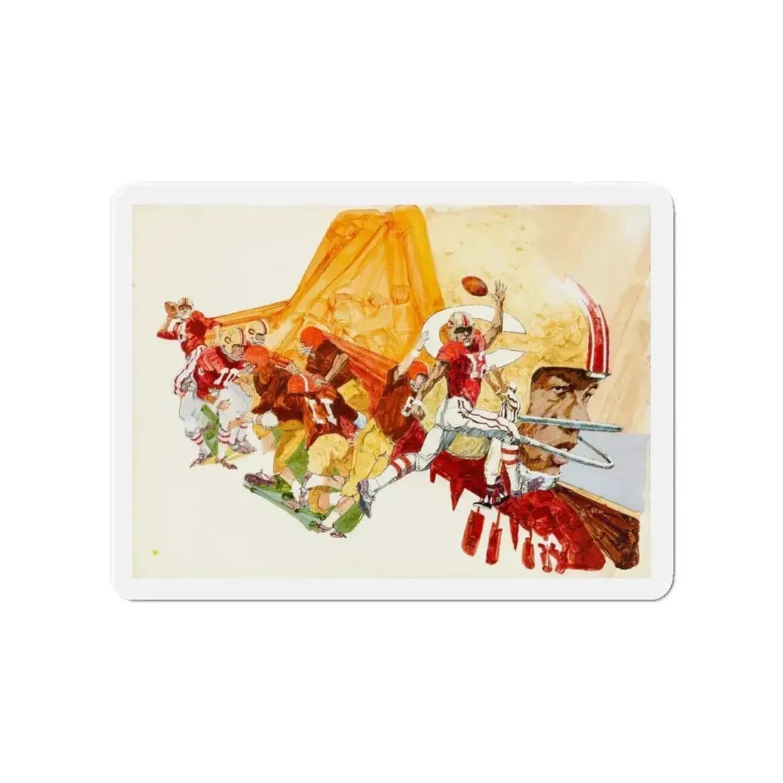 Football Montages (Magazine Illustration) Refrigerator Magnet 4 Inch Die-Cut - The Sticker Space