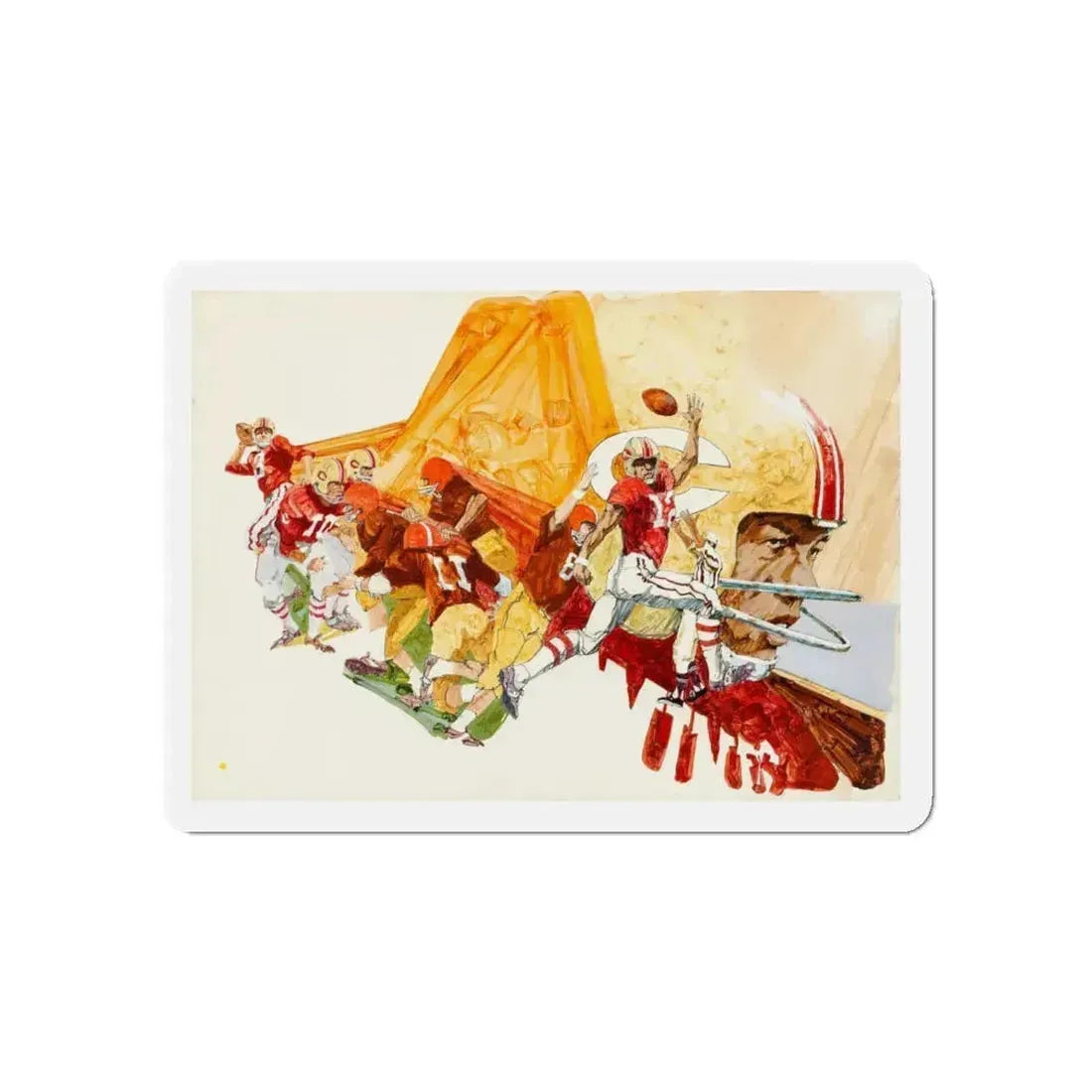 Football Montages (Magazine Illustration) Refrigerator Magnet 5 Inch Die-Cut - The Sticker Space